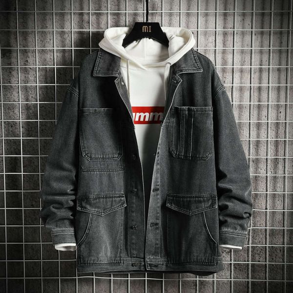 and autumn denim jacket men's fashion brand fat big size 2021 new trend handsome spring tooling coat, Black;brown
and autumn denim jacket men's fashion brand fat big size 2021 new trend handsome spring tooling coat, Black;brown