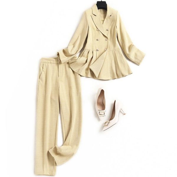 women office lady double breasted blazer and pants suits spring summer 2021 elegant ruffles blazers two piece outfits, White
women office lady double breasted blazer and pants suits spring summer 2021 elegant ruffles blazers two piece outfits, White