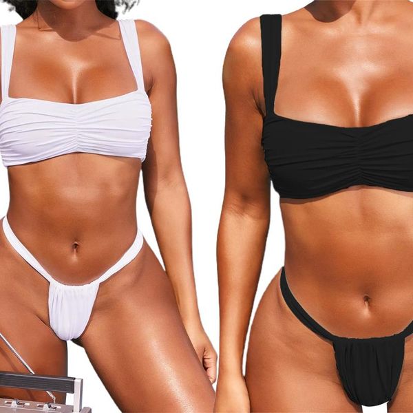 women's swimwear bikini set solid color bra and panty swimsuit two piece attractive body design, White;black
women's swimwear bikini set solid color bra and panty swimsuit two piece attractive body design, White;black