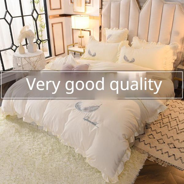 nordic high-end temperament pure cotton four-piece bed linen bed skirt sanding simple embroidery lace princess style
nordic high-end temperament pure cotton four-piece bed linen bed skirt sanding simple embroidery lace princess style