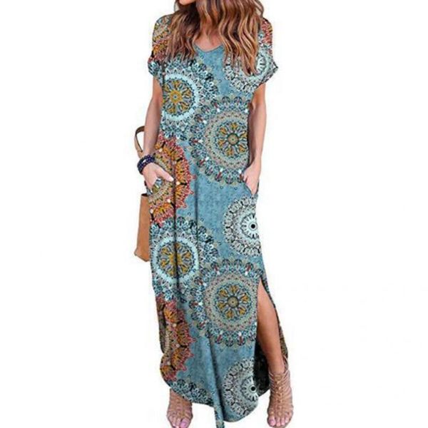 casual dresses summer women short sleeve long dress v neck split beach party fashion flower print loose maxi vestidos, Black;gray
casual dresses summer women short sleeve long dress v neck split beach party fashion flower print loose maxi vestidos, Black;gray