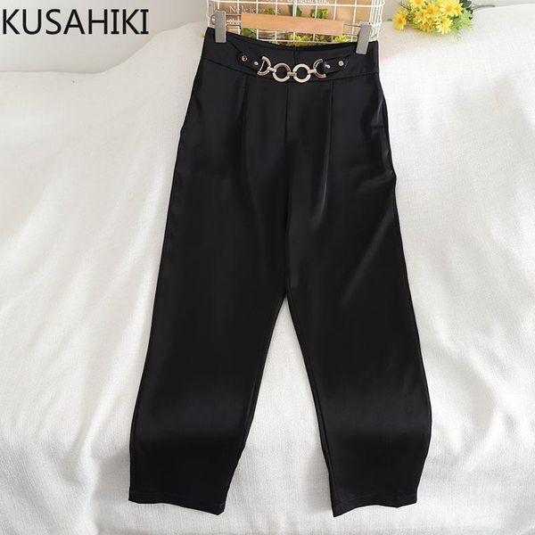 women's pants & capris kusahiki korean chain high waist woman suit 2021 autumn ankle-length trousers causal solid elegant straight pant, Black;white
women's pants & capris kusahiki korean chain high waist woman suit 2021 autumn ankle-length trousers causal solid elegant straight pant, Black;white