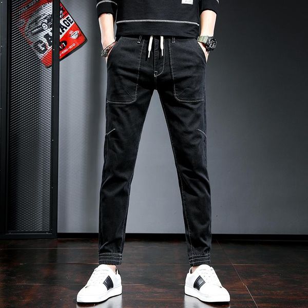fashion black stretch jeans men cotton slim fit pencil pants korean streetwear denim trousers, Blue
fashion black stretch jeans men cotton slim fit pencil pants korean streetwear denim trousers, Blue