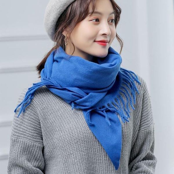 scarves 70x200cm winter solid color knit tassel thick warm shawl women's long outdoor cycling driving ski imitation cashmere scarf t12, Blue;gray
scarves 70x200cm winter solid color knit tassel thick warm shawl women's long outdoor cycling driving ski imitation cashmere scarf t12, Blue;gray