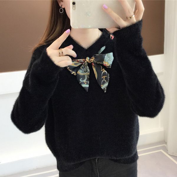 2021 new korean style autumn women sweaters knitted mohair solid female pullovers v neck with bow long sleeve casual jumpers ydv3, White;black
2021 new korean style autumn women sweaters knitted mohair solid female pullovers v neck with bow long sleeve casual jumpers ydv3, White;black