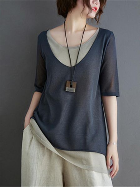 women's t-shirt 2021 spring and summer fake two-piece knitted women loose short-sleeved large size cotton linen slim shirt t46, White
women's t-shirt 2021 spring and summer fake two-piece knitted women loose short-sleeved large size cotton linen slim shirt t46, White