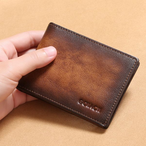 men's cowhide short money clip casual multi-card pocket leather wallet fashion trendy easy to carry, Black
men's cowhide short money clip casual multi-card pocket leather wallet fashion trendy easy to carry, Black