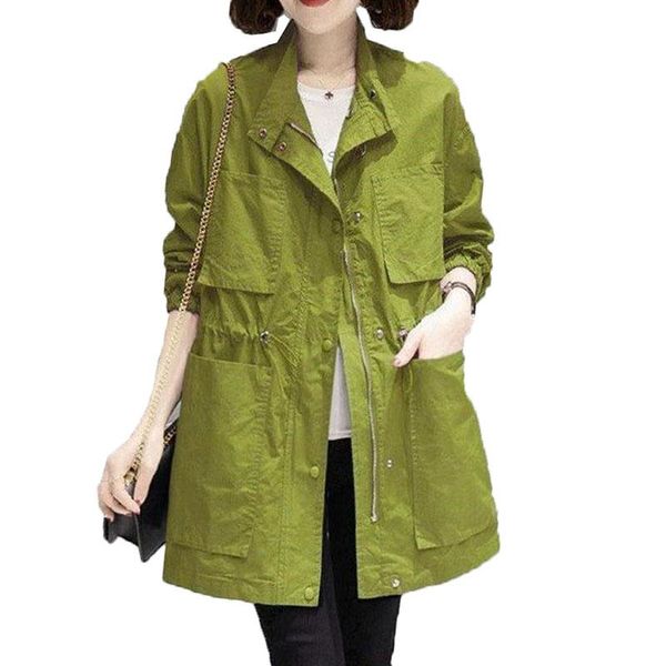 women's trench coats spring autumn coat korean oversized loose outerwear mid-length pocket green casual female w575, Tan;black
women's trench coats spring autumn coat korean oversized loose outerwear mid-length pocket green casual female w575, Tan;black