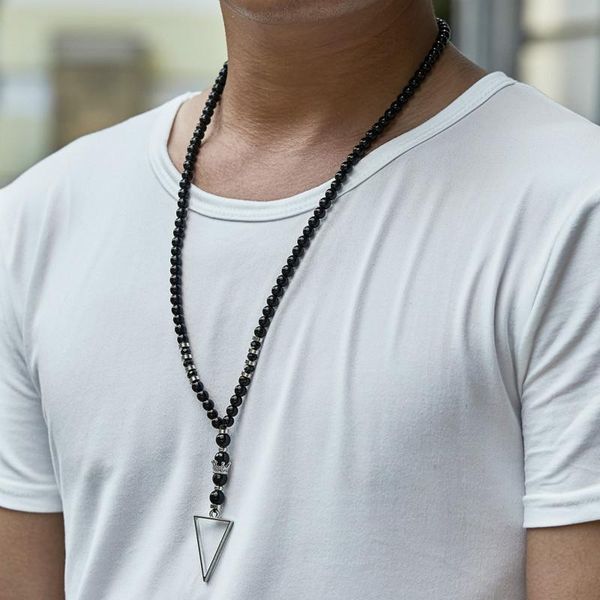 pendant necklaces luxurious triangle necklace for men fashion crown beaded strand jewelry gift, Silver
pendant necklaces luxurious triangle necklace for men fashion crown beaded strand jewelry gift, Silver