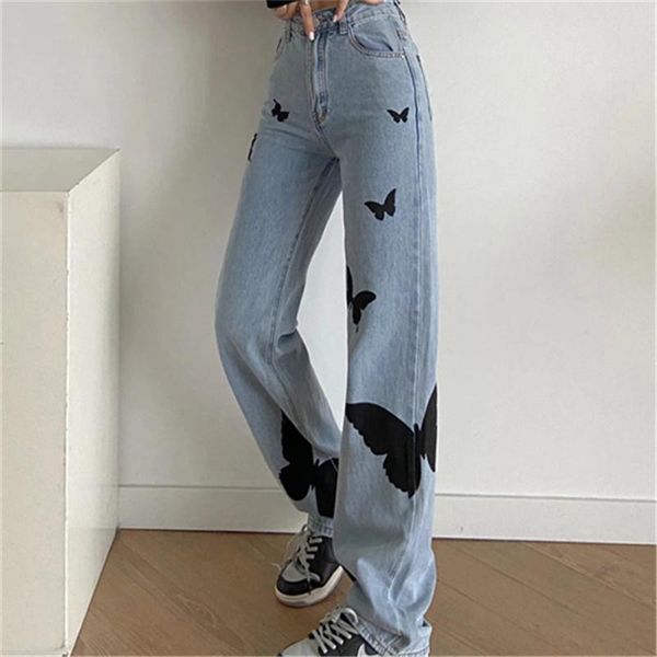 women's jeans loose vintage pants cowgirl fashion 2021 high waist wide leg butterfly print straight denim trousers women, Blue
women's jeans loose vintage pants cowgirl fashion 2021 high waist wide leg butterfly print straight denim trousers women, Blue