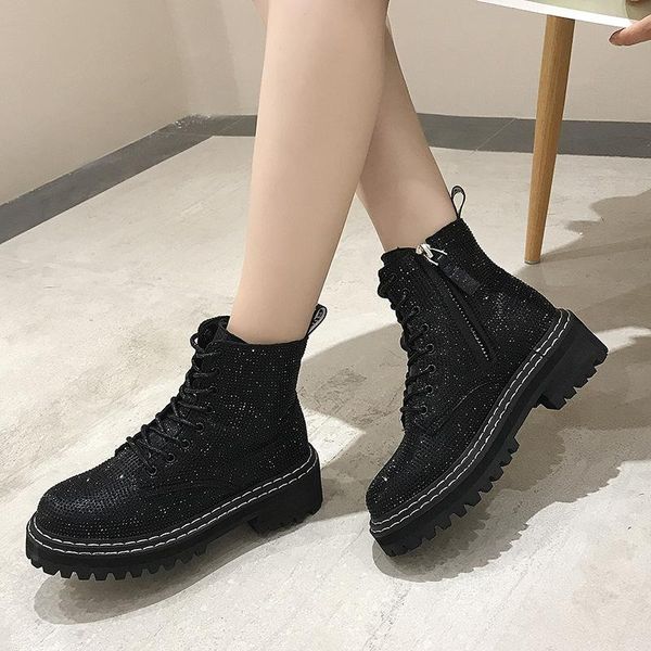 boots women's warm winter shoes fashion bling ankle women motorcycle lace-up botas mujer, Black
boots women's warm winter shoes fashion bling ankle women motorcycle lace-up botas mujer, Black
