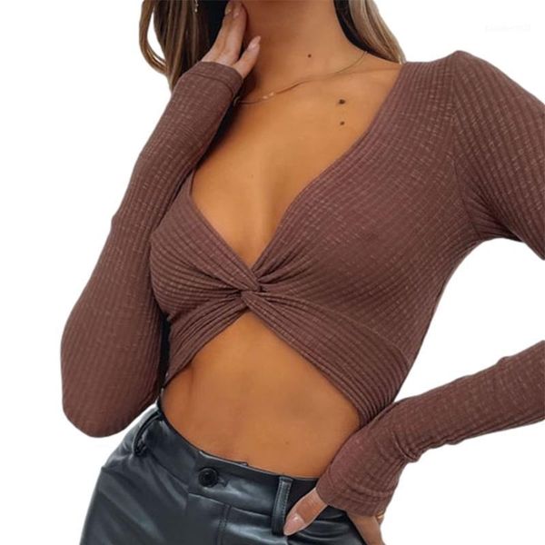 women's t-shirt wsevypo casual deep v-neck twist knot crop women solid color long sleeve basic office lady slim ribbed, White
women's t-shirt wsevypo casual deep v-neck twist knot crop women solid color long sleeve basic office lady slim ribbed, White