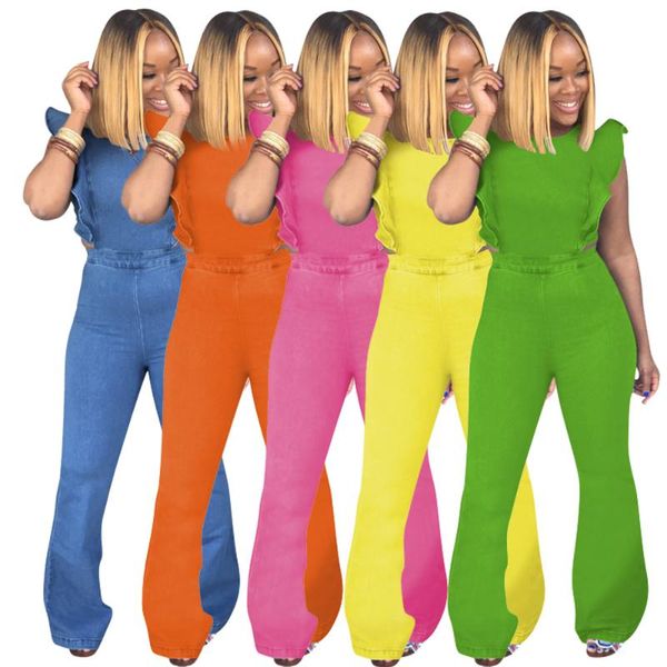 women's jumpsuits & rompers summer 5-color washed denim long flared pants, sleeveless ruffled female jumpsuit high waist. 2021 fashion, Black;white
women's jumpsuits & rompers summer 5-color washed denim long flared pants, sleeveless ruffled female jumpsuit high waist. 2021 fashion, Black;white