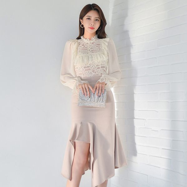 new arrival fashion women spring temperament perspective white chiffon lace and ruffle mermaid skirt two piece set f4be, Black
new arrival fashion women spring temperament perspective white chiffon lace and ruffle mermaid skirt two piece set f4be, Black