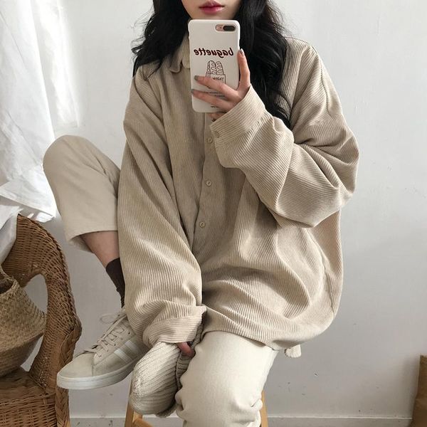 shirts women corduroy solid colorful long sleeve casual autumn daily outwear womens shirt students all-match harajuku chic, White
shirts women corduroy solid colorful long sleeve casual autumn daily outwear womens shirt students all-match harajuku chic, White