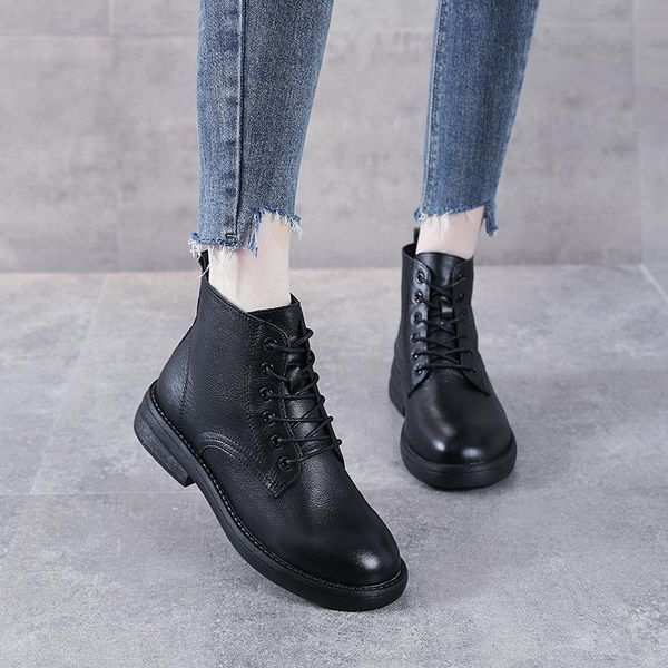 boots leather women spring and autumn single wild british style short first layer cowhide cotton, Black
boots leather women spring and autumn single wild british style short first layer cowhide cotton, Black