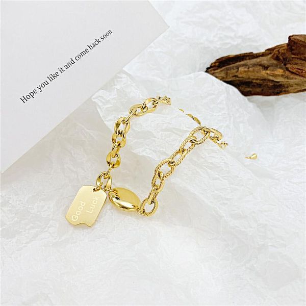 charm bracelets korean fashion lucky stainless steel color rose gold plated bracelet for women personality niche splicing chain 215mm jewelr, Golden;silver
charm bracelets korean fashion lucky stainless steel color rose gold plated bracelet for women personality niche splicing chain 215mm jewelr, Golden;silver