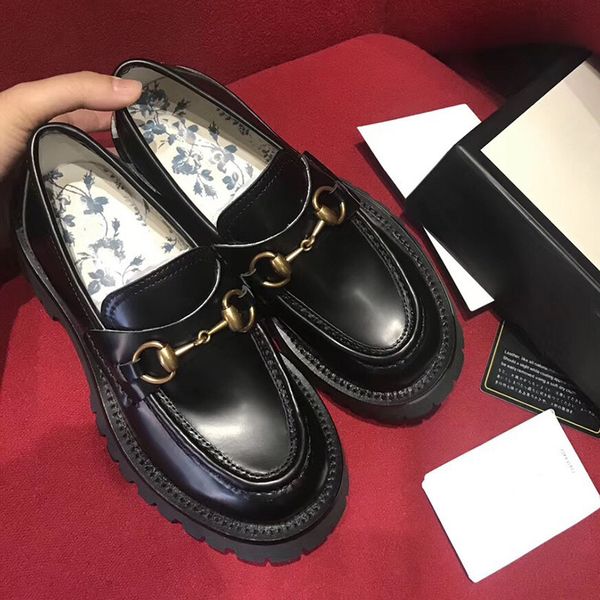horse clasp bee shoes spring and summer new british style leather muffin thick sole patent single outlets, Black
horse clasp bee shoes spring and summer new british style leather muffin thick sole patent single outlets, Black