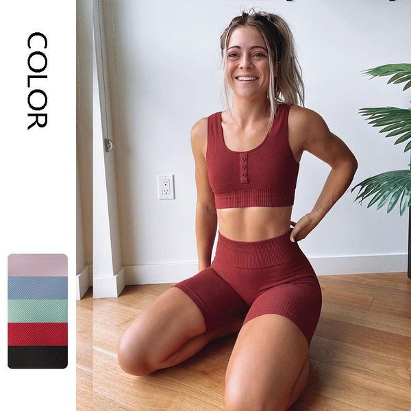 yoga outfit women bra shorts wear fitness two-piece button sets for gym clothes workout set
yoga outfit women bra shorts wear fitness two-piece button sets for gym clothes workout set