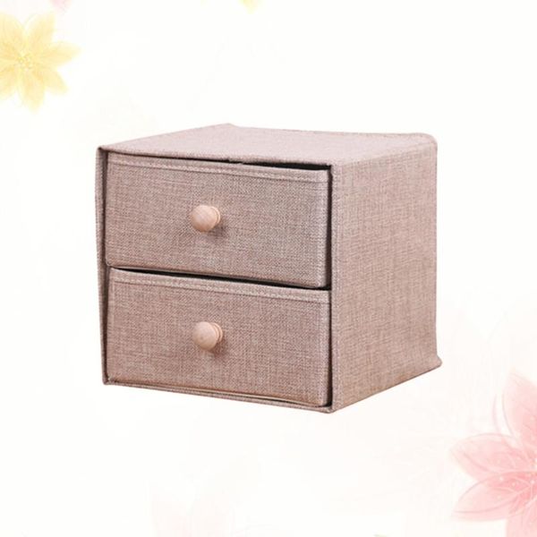 cotton linen two drawer storage box cloth classified container deskorganizer for home (khaki)
cotton linen two drawer storage box cloth classified container deskorganizer for home (khaki)
