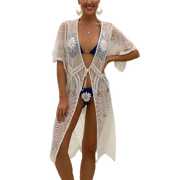 women's swimwear women boho beach dress female beachwear floral v-neck half sleeve hollow out coat bikini cover ups pareo wear, White;black
women's swimwear women boho beach dress female beachwear floral v-neck half sleeve hollow out coat bikini cover ups pareo wear, White;black