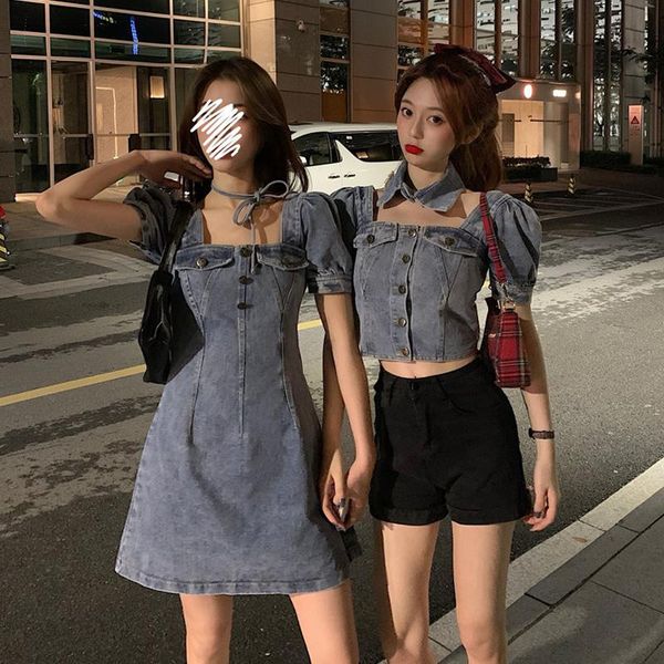 casual dresses french style summer women denim a-line party jean eleagnt square collar slim fashion, Black;gray
casual dresses french style summer women denim a-line party jean eleagnt square collar slim fashion, Black;gray