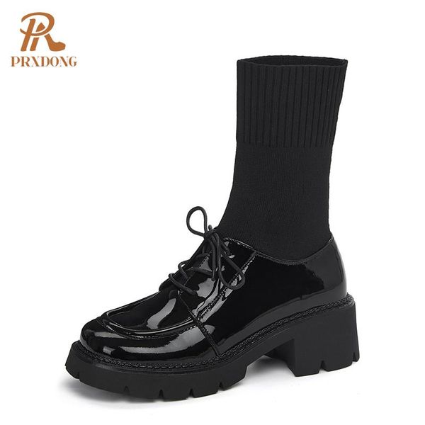 boots 2021 women mid-calf socks round toe square thick heel platform lace-up shoes casual fashion british style girls, Black
boots 2021 women mid-calf socks round toe square thick heel platform lace-up shoes casual fashion british style girls, Black