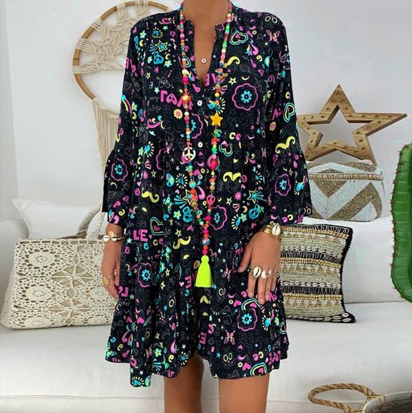 5xl oversized plus size women dresses loose floral printed long sleeve v collar button summer beach, Black;gray
5xl oversized plus size women dresses loose floral printed long sleeve v collar button summer beach, Black;gray
