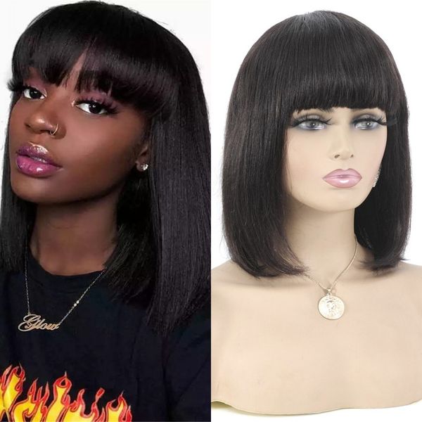 straight 13x4 short bob wigs brazilian lace front human hair wig with bangs for women natural color remy 130%, Black;brown
straight 13x4 short bob wigs brazilian lace front human hair wig with bangs for women natural color remy 130%, Black;brown