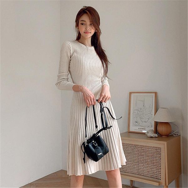 casual dresses 2021 autumn winter korean style knit dress women o-neck long sleeve sweater fashion solid slim drawstring, Black;gray
casual dresses 2021 autumn winter korean style knit dress women o-neck long sleeve sweater fashion solid slim drawstring, Black;gray