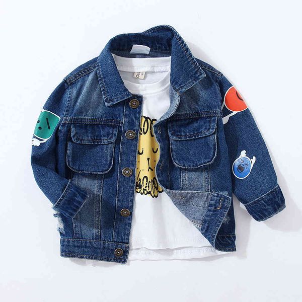 boys denim jacket spring and autumn children's smiley print jacket new version of the lapel children's clothing, Blue;gray
boys denim jacket spring and autumn children's smiley print jacket new version of the lapel children's clothing, Blue;gray
