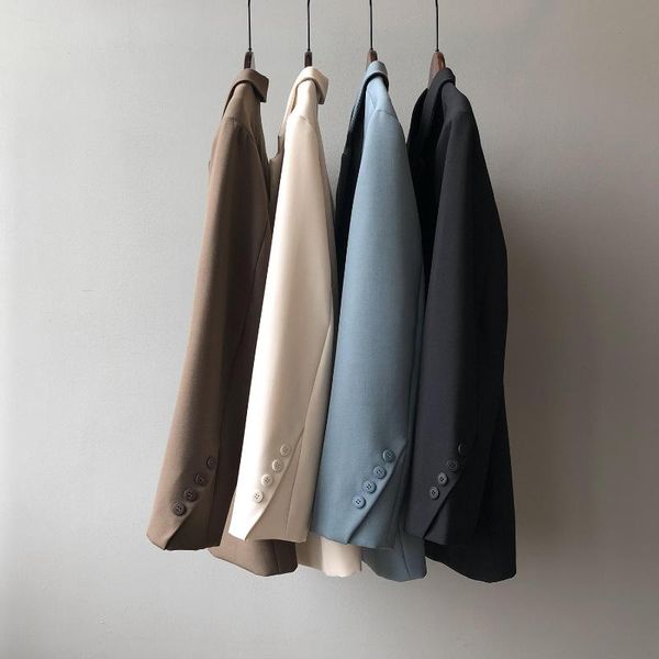 women's suits & blazers chic vintage button design casual blazer women streetwear korean style solid coats female harajuku cardigan, White;black
women's suits & blazers chic vintage button design casual blazer women streetwear korean style solid coats female harajuku cardigan, White;black