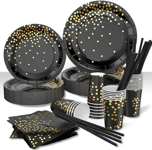 disposable dinnerware paper black gold tableware party plates supplies sets for wedding christmas thanksgiving graduation
disposable dinnerware paper black gold tableware party plates supplies sets for wedding christmas thanksgiving graduation
