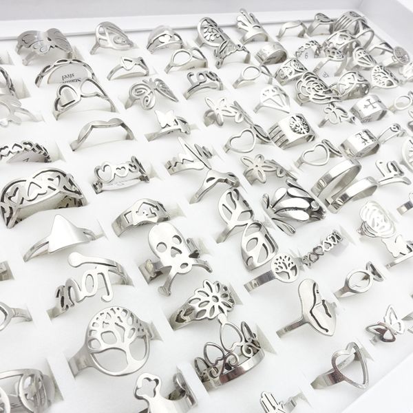 wholesale 100pcs/lot mens womens stainless steel band rings silver laser cut patterns hollow carved flowers mix styles fashion jewelry party
wholesale 100pcs/lot mens womens stainless steel band rings silver laser cut patterns hollow carved flowers mix styles fashion jewelry party