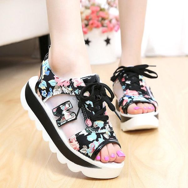 sandals 2021 women summer fashion women's lace-up wedge non-slip platform floral breathable ladies sports, Black
sandals 2021 women summer fashion women's lace-up wedge non-slip platform floral breathable ladies sports, Black