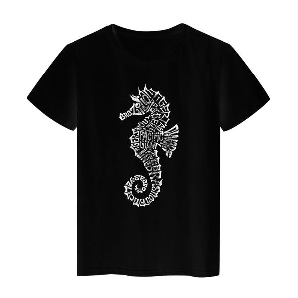 women's t-shirt 2021 arrivals series women seahorse made up of letters graphic summer black tshirt simplicity top, White
women's t-shirt 2021 arrivals series women seahorse made up of letters graphic summer black tshirt simplicity top, White