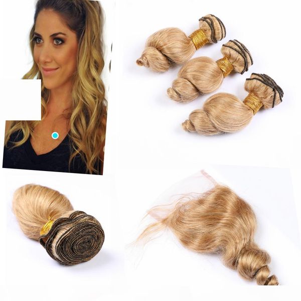 3 bundles blond human hair with closure 4" * 4" blonde #27 color brazilian hair bundles with closure loose wavy, Black;brown
3 bundles blond human hair with closure 4" * 4" blonde #27 color brazilian hair bundles with closure loose wavy, Black;brown