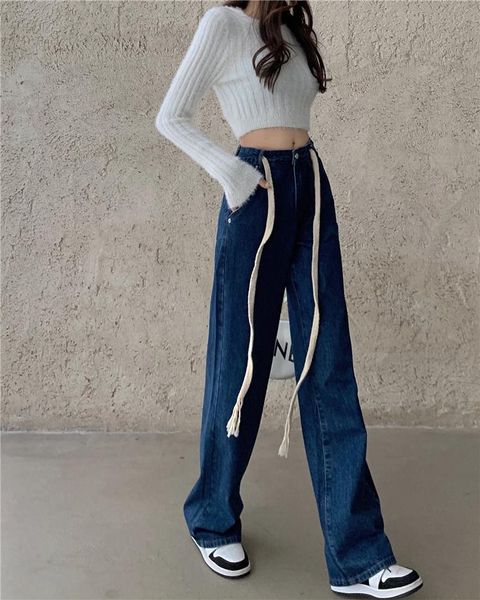 women's jeans korean style women denim wide leg jean pants fashion loose long length streetwear female chic casual solid, Blue
women's jeans korean style women denim wide leg jean pants fashion loose long length streetwear female chic casual solid, Blue