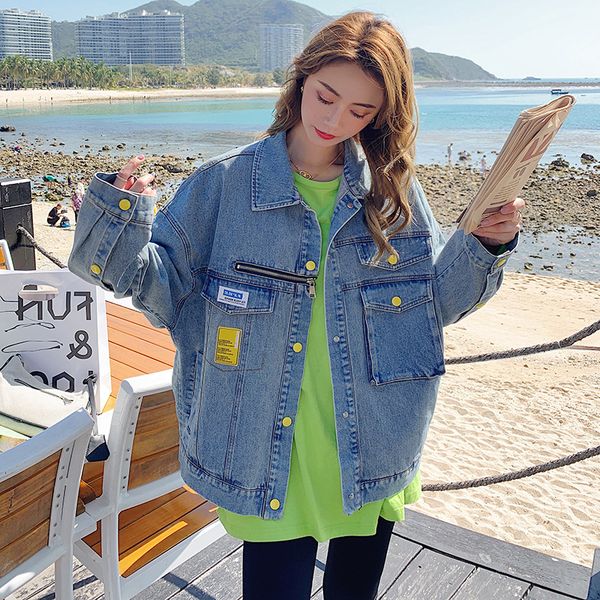 2021 spring female turn down collar yellow single breasted long-sleeved minimalist blue denim jacket cardigan coat 8p084, Black;brown
2021 spring female turn down collar yellow single breasted long-sleeved minimalist blue denim jacket cardigan coat 8p084, Black;brown