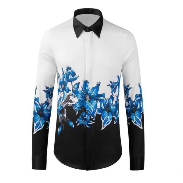 men's casual shirts minglu white mens luxury blue lily printed long sleeve party male fashion slim fit dress 4xl, White;black
men's casual shirts minglu white mens luxury blue lily printed long sleeve party male fashion slim fit dress 4xl, White;black