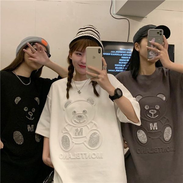 women's t-shirt 2021 summer fashion instagram trend cartoon bear short sleeved loose, White
women's t-shirt 2021 summer fashion instagram trend cartoon bear short sleeved loose, White