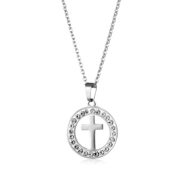 pendant necklaces simple stainless steel jesus cross necklace fashion crystal round clavicle chain for men women christmas gift, Silver
pendant necklaces simple stainless steel jesus cross necklace fashion crystal round clavicle chain for men women christmas gift, Silver