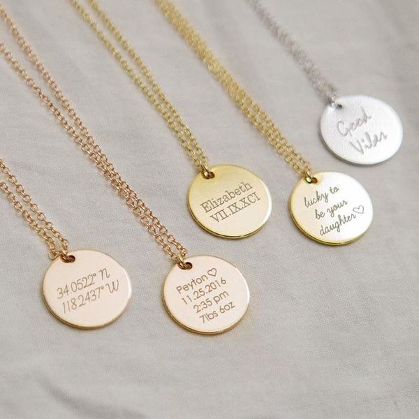 chains personalized name birthday coordinates custom engraved 22mm disc pendant necklace for mothers and friends gifts, Silver
chains personalized name birthday coordinates custom engraved 22mm disc pendant necklace for mothers and friends gifts, Silver
