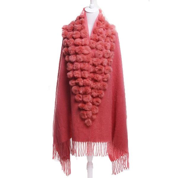 scarves shzq female scarf shawl pashmina thick winter natural fur pompom ball cape muffler christmas gif, Blue;gray
scarves shzq female scarf shawl pashmina thick winter natural fur pompom ball cape muffler christmas gif, Blue;gray