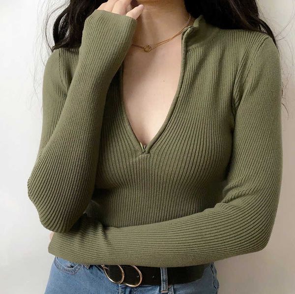 v neck zipper knitting women sweater chic fashion long sleeve high waist slim spring short crop t200812, White;black
v neck zipper knitting women sweater chic fashion long sleeve high waist slim spring short crop t200812, White;black