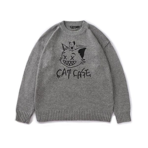 men's sweaters winter sweater harajuku casual loose pullovers male student knitted cat letter, White;black
men's sweaters winter sweater harajuku casual loose pullovers male student knitted cat letter, White;black