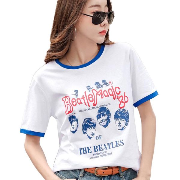 women's t-shirt 2021 women summer o-neck t shirt short sleeve casual letter print basic hipster tshirt top, White 
women's t-shirt 2021 women summer o-neck t shirt short sleeve casual letter print basic hipster tshirt top, White