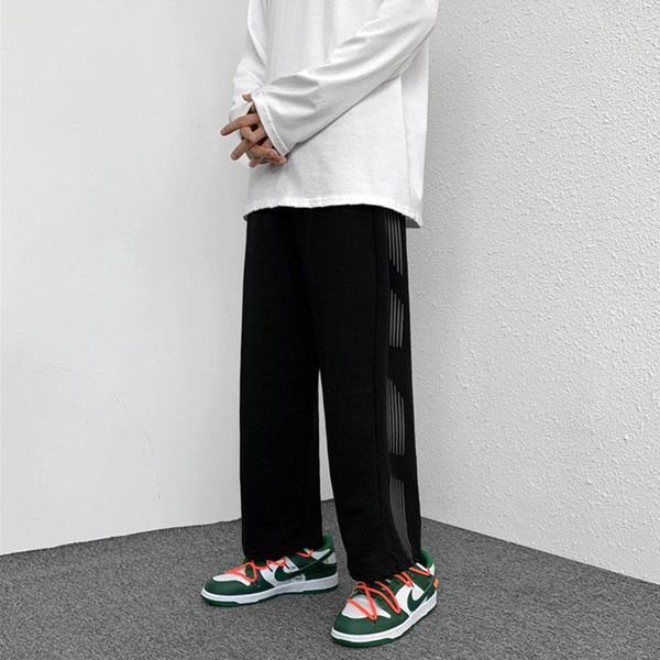 men's pants striped mopping autumn all-match sports casual retro loose drape straight wide-leg long, Black
men's pants striped mopping autumn all-match sports casual retro loose drape straight wide-leg long, Black