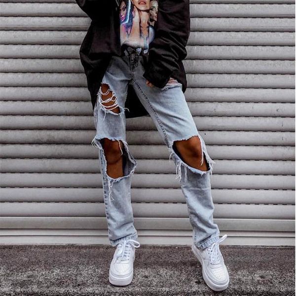 women's jeans big hole ripped high waist women 2021 harajuku streetwear hip hop boyfriend denim pants casual hollow straight trousers, Blue
women's jeans big hole ripped high waist women 2021 harajuku streetwear hip hop boyfriend denim pants casual hollow straight trousers, Blue