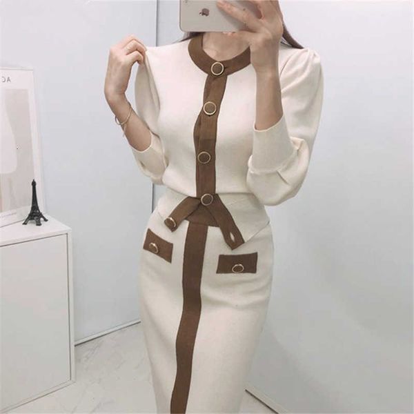two piece dress autumn korean knitted color-blocked sets women sleeve cardigan + elastic waist long skirt suits outfit dwh4, White
two piece dress autumn korean knitted color-blocked sets women sleeve cardigan + elastic waist long skirt suits outfit dwh4, White
